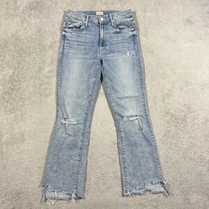 Mother The Insider Crop Step Chew Jeans Women 26 Drinking By The Pool Distressed